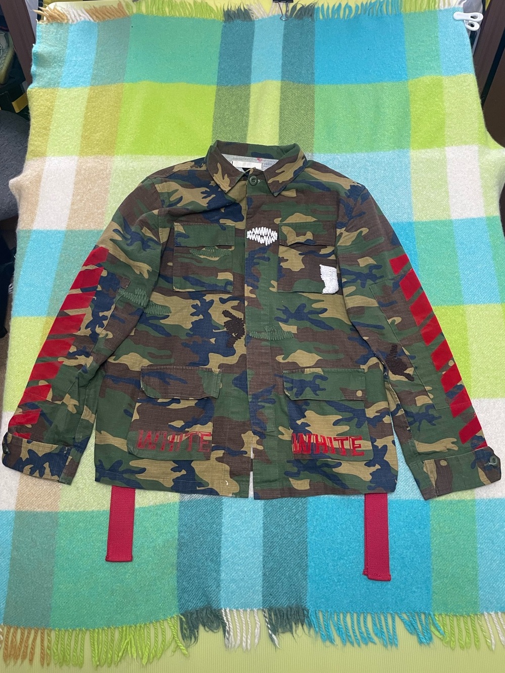 OFF-WHITE Sahariana Designer Virgil Abloh Camouflage Military Jacket Men’s